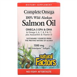 Natural Factors, 100% Wild Alaskan Salmon Oil, 1300 mg , 180 Enteripure Softgels