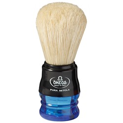 Помазок для бритья Omega 10777 Pure bristle shaving brush. Натуральная щетина, кабан. (ручка Черная/ Multicolor) (Италия)