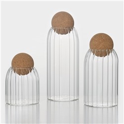 Банки стеклянные для хранения сыпучих продуктов BellaTenero «Эко», 3 предмета: 400/700/1000 мл, с пробковой крышкой