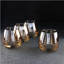 Набор низких стеклянных стаканов «Золотой мёд», 300 мл, 4 шт
