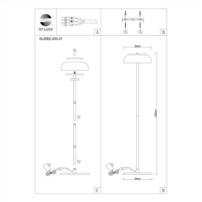 SL6002.405.01 Торшер ST-Luce Черный/Дымчатый LED 1*7W 4000K