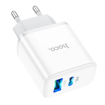 Адаптер Сетевой с кабелем Hoco C105A PD QC3.0 USB/Type-C 20W (Type-C/Type-C) (white)