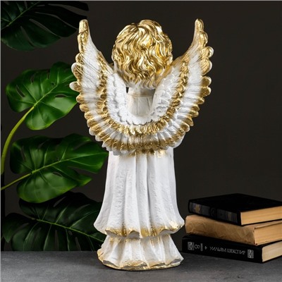 Фигура "Ангел молящийся большой" белое золото 53х30х20см