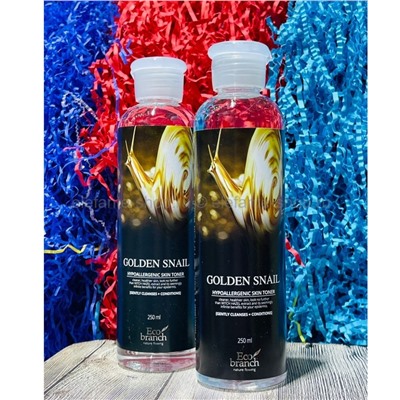 Тоник для лица с экстрактом улитки Eco Branch Golden Snail Hypoallergenic Skin Toner 250ml (125)