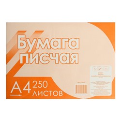 Бумага писчая А4, 250 листов, 60 г/м2, белизна 70-75%, в термоусадочной плёнке