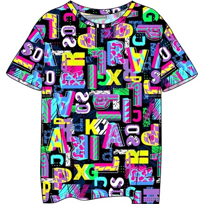 футболка 1ДДФК4233001н; цветные буквы на черном