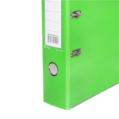 Папка-регистратор А4, 75 мм, Calligrata, ПВХ, тиснение "лен", металлическая окантовка, карман на корешок, собранная, светло-зеленая, микс