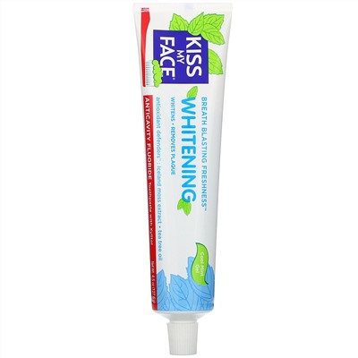 Kiss My Face, Whitening, Anticavity Fluoride Toothpaste with Xylitol, Cool Mint Gel, 4.5 oz (127.6 g)