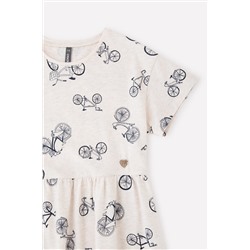 Платье для девочки Crockid КР 5748 светло-бежевый меланж, велосипеды к339