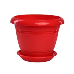 Пластиковый горшок «Фестона», d=19, с поддоном, красный