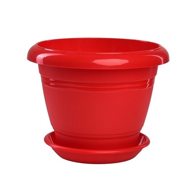 Пластиковый горшок «Фестона», d=19, с поддоном, красный