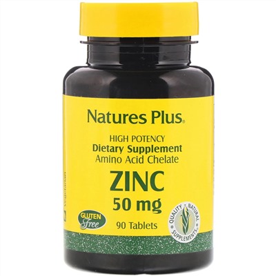 Nature's Plus, Цинк, 50 мг, 90 таблеток