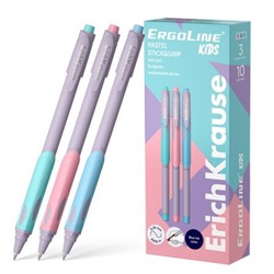 Ручка шариковая ErgoLine Kids Stick&Grip Pastel Super Glide Technology черная 0.5мм 62037 ErichKrause