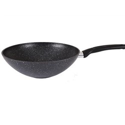 Сковорода wok 28см, h-9,5см с ручкой, АП темный мрамор