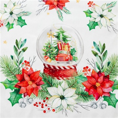 Дорожка на стол новогодняя Christmas red flowers 40*147 см, 100% хл, саржа 190гр/м2