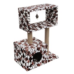 Домик-когтеточка "Куб" с мезонином и игрушкой, 60 х 35 х 85 см  микс цветов