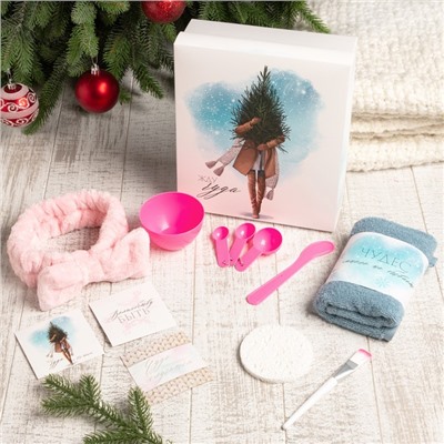 Подарочный набор новогодний "Жду чудо" полотенце и аксессуары