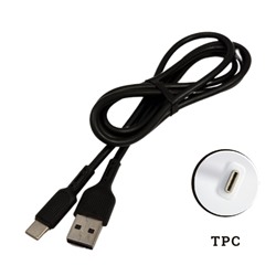USB провод силиконовый для зарядки TPC, 1 метр, чёрный, 213722, арт.600.037