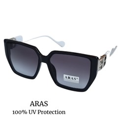 Очки солнцезащитные женские ARAS, черные с белыми дужками, 8890 С5, арт. 129.057