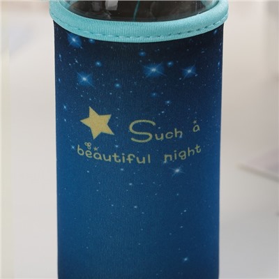 Бутылка для воды стеклянная в чехле «Звёздное небо», 300 мл, h=17 см, цвет МИКС
