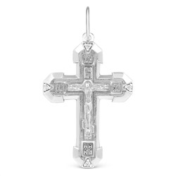 Крест из серебра с фианитами родированный - 3,7 см 925 пробы Кр-827р