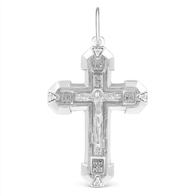 Крест из серебра с фианитами родированный - 3,7 см 925 пробы Кр-827р
