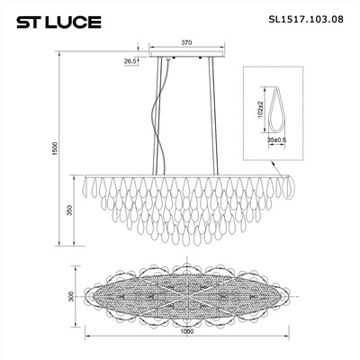 SL1517.103.08 Светильник подвесной ST-Luce Серебристый/Белый, Золотистый E14 8*40W