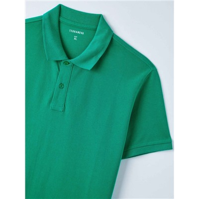 Однотонная футболка-поло Зеленый спортивный