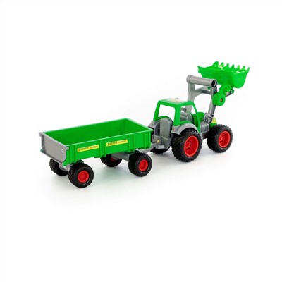 320886 Wader "Фермер-техник", трактор-погрузчик с прицепом (в коробке)