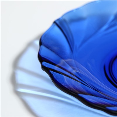 Тарелка плоская Sea Brim, d=21 см, стекло, цвет синий