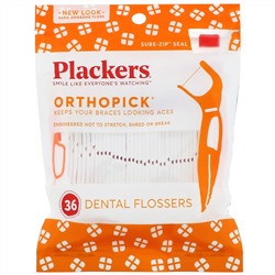 Plackers, Orthopick, зубочистки с нитью, 36 шт.