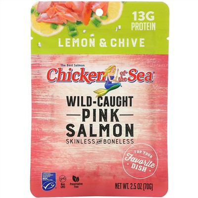 Chicken of the Sea, Wild-Caught Pink Salmon, Lemon & Chive, 2.5 oz ( 70 g)