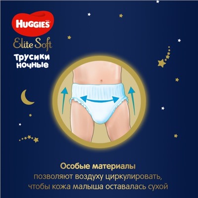 Трусики-подгузники ночные Huggies Elite soft (15-25кг)16шт.