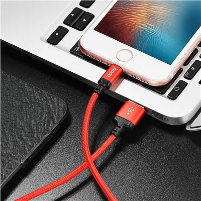Кабель USB - Apple lightning Hoco X14 Times Speed (повр. уп)  100см 2A  (red/black)