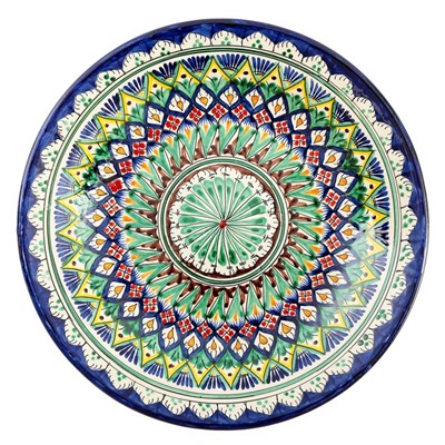 Тарелка Риштанская Керамика "Цветы",  27 см, синий