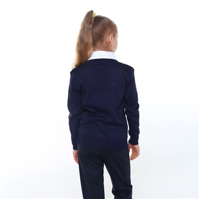 Джемпер-обманка для девочки, цвет синий, рост 152-158см
