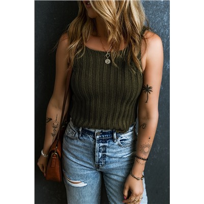 Jungle Green Chunky Ribbed Sweater Tank Top