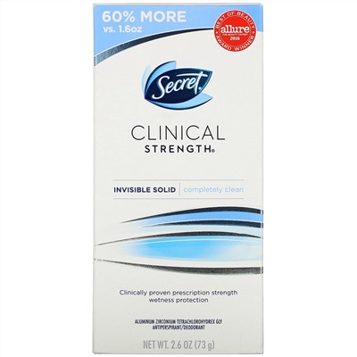 Secret, Clinical Strength Deodorant,  Completely Clean,  2.6 oz (73 g)