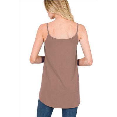 Clay Spaghetti Strap V-Neck Flowy Tunic Tank Top