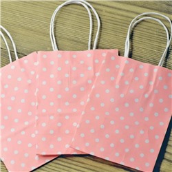 Пакет крафт "Горошек", бумага, цвет розовый, 15x11x6 см