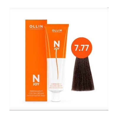 OLLIN "N-JOY" 7/77 – русый интенсивно-коричневый, перманентная крем-краска для волос 100мл