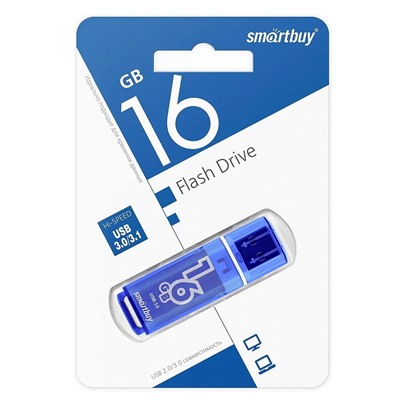 Флэш накопитель USB 16 Гб Smart Buy Glossy 3.0 (dark blue)