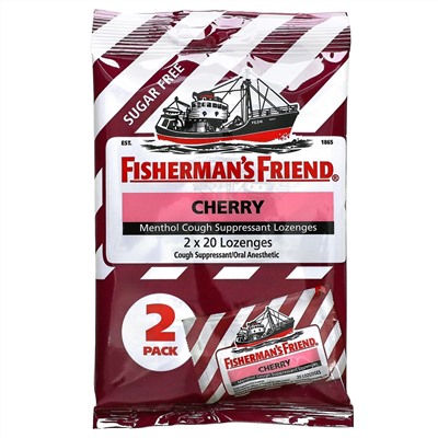 Fisherman's Friend, Menthol Cough Suppressant Lozenges, Sugar Free, Cherry, 40 Lozenges