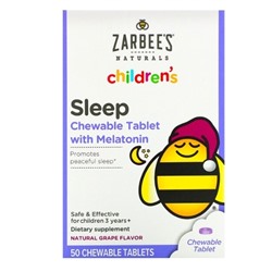 Детские таблетки для улучшения сна с мелатонином, натуральный виноградный вкус, для детей от 3 лет, 50 жевательных таблеток