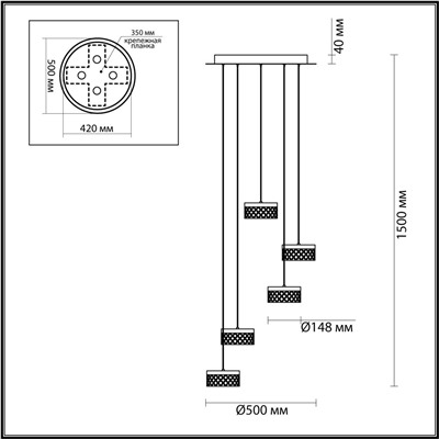 5032/30L L-VISION ODL24 447 античн.бронза/металл/акрил Люстра LED 30W 4000K 1958лм FIVRE