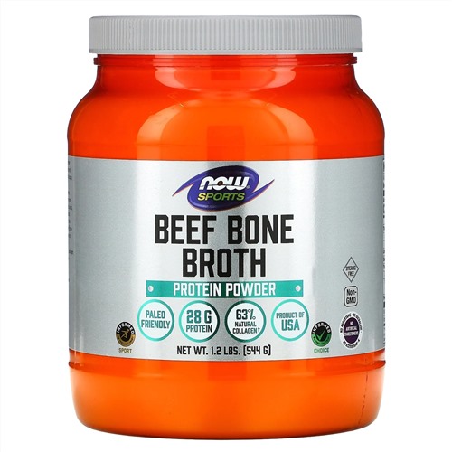 Now Foods, Sports, протеиновый порошок из говяжьего костного бульона, 544 г (1,2 фунта)