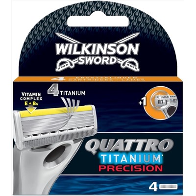 Кассеты для бритвы Schick (Wilkinson Sword) QUATTRO Titanium Precision Trimmer (4шт)