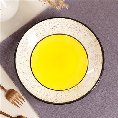 Тарелка керамическая "Персия", глубокая, 550 мл, 19 см, жёлтая, 1 сорт, Иран