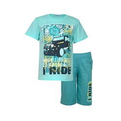 Комплект для мальчика (футболка/шорты), цвет мятный/зелёный, рост 104 см