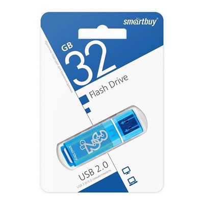 Флэш накопитель USB 32 Гб Smart Buy Glossy (blue)